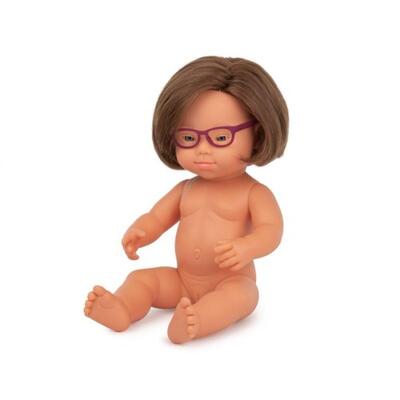 Bebé Caucasiana Com Óculos 38cm