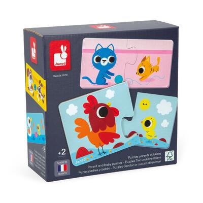 Puzzle de pais e animais bebés