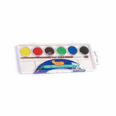Caixa de plástico Jovi aquarela 6 cores.