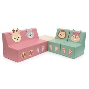 Conjunto de sofás com quadrado Animais da Floresta
