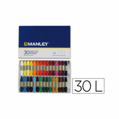 Caixa com 30 giz de cera Manley em cores sortidas