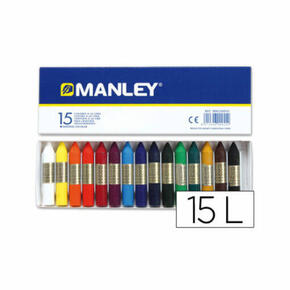 Caixa com 15 giz de cera Manley em cores sortidas