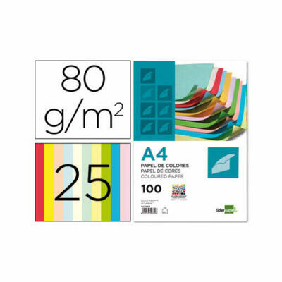 Papel colorido Liderpapel A4 25 cores sortidas pacote de 100 folhas
