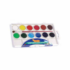 Caixa de plástico Jovi aquarela 12 cores.