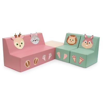 Conjunto de sofás com quadrado Animais da Floresta