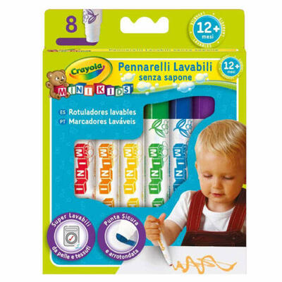 8 mini marcadores laváveis para crianças