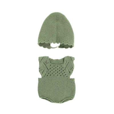 Conjunto malha Macacão e Gorro - 40cm