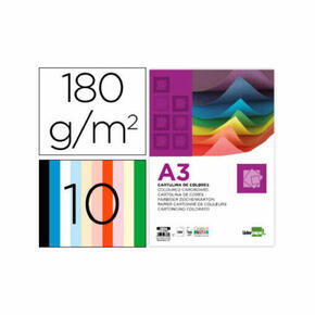Cartão Liderpapel a3 180 gr 10 cores sortidas pacote de 100 folhas
