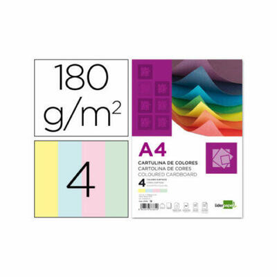 Cartão Liderpapel A4 180 gr 4 cores sortidas embalagem de 100