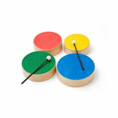 Conjunto de 4 pandeiros de madeira