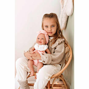 Boneca Elegance 42 cm Zoe Rosa com Muda-Fraldas e Babete - Reborn 