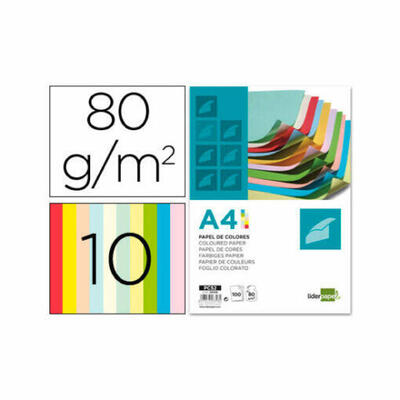 Papel colorido Liderpapel A4 10 cores sortidas pacote de 100 folhas