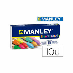 Caixa de lápis de cera Manley fluor e pastel de 10 cores