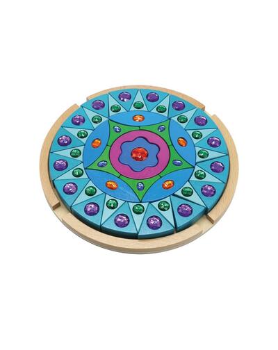 Mandala de madeira maciça colorida