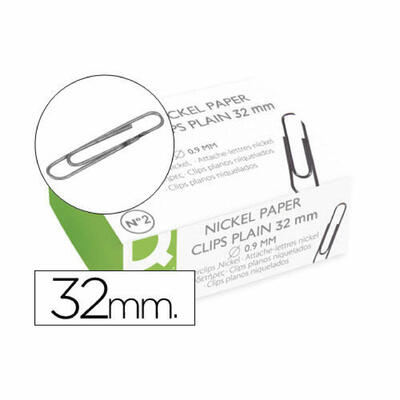 Clipes banhados a níquel Q-connect de 32 mm cada com 100