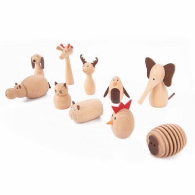 Conjunto de Animais em Madeira