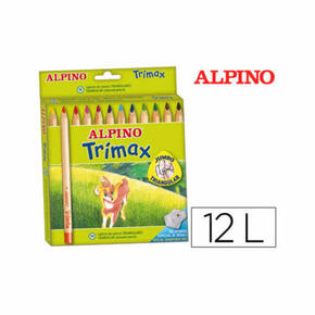 Estojo de 12 lápis + apontador trimax 5,4 mm cores sortidas