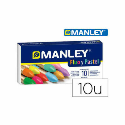 Caixa de lápis de cera Manley fluor e pastel de 10 cores