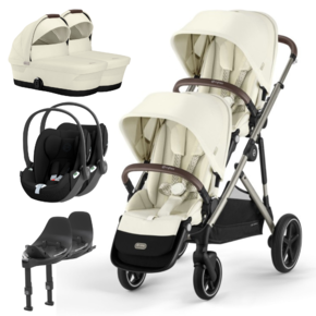 Pack Gazelle S + Assento Extra Gazelle S + Cloud T i-Size (x2) + Base T (x2) + Alcofa Gazelle S Cot (x2)