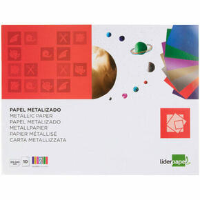 Bloco de trabalho manual Liderpapel papel metálico 10 folhas cores sortidas
