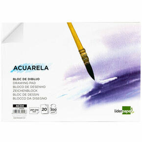 Bloco de desenho com papel aquarela colado 210x297mm 20 folhas 300g/m2 sem moldura