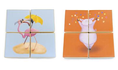 Puzzle De Dupla Face - Flamingo E Porco 